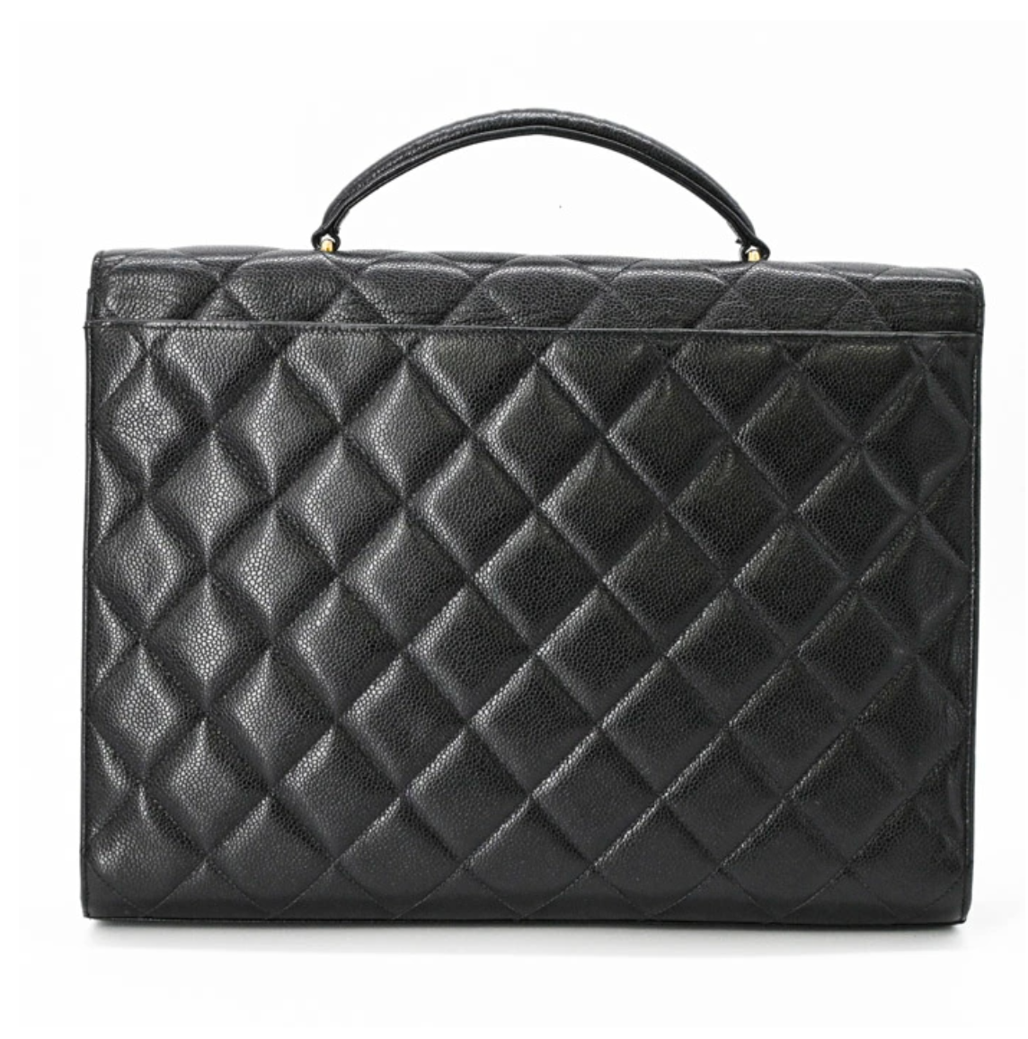 CHANEL Vintage Business Bag Leather Matelasse Black Briefcase CC