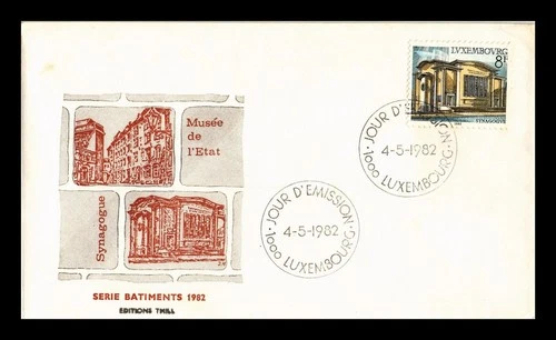 Dr Jim Stamps Luxembourg Serie Batiments 1982 Synagogue First Day Cover