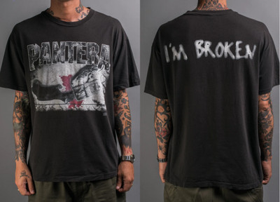 VTG 90s 1Pantera ''I m Broken'' World Tour 1994 Reprint T-shirt
