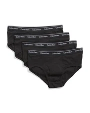 Calvin Klein 4 Pack Classic Fit 100% Cotton Underwear Hip Briefs Black