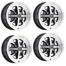 Legendary Wheel Co. Magnum 400 Alloy Wheel Set 15x6 Black 4-lug Mustang 65-73