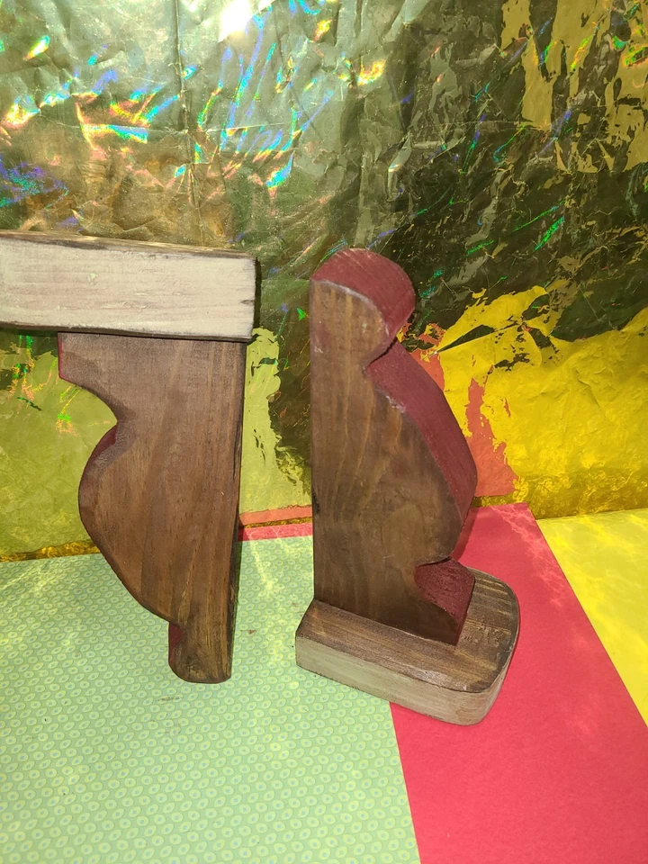 Par de soportes de estante de ménsula porche de granja de campo arándano de madera estilo vintage Foto 3 de 4