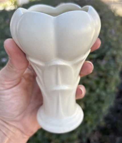 Vintage 40s Cream McCoy Simple Bud Vase MCM Ceramic Planter Art Deco Decor Gift