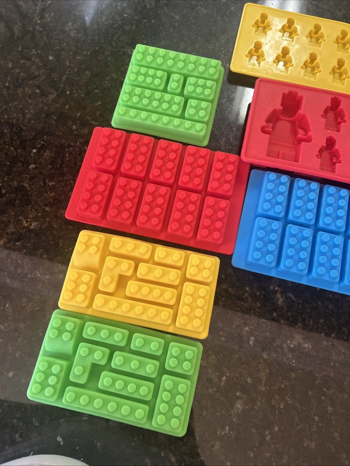 Lot of 7 Lego Brick Mini Figure Silicone Molds Candy Modern Gummy Ice Cube Tray - Image 3 of 4