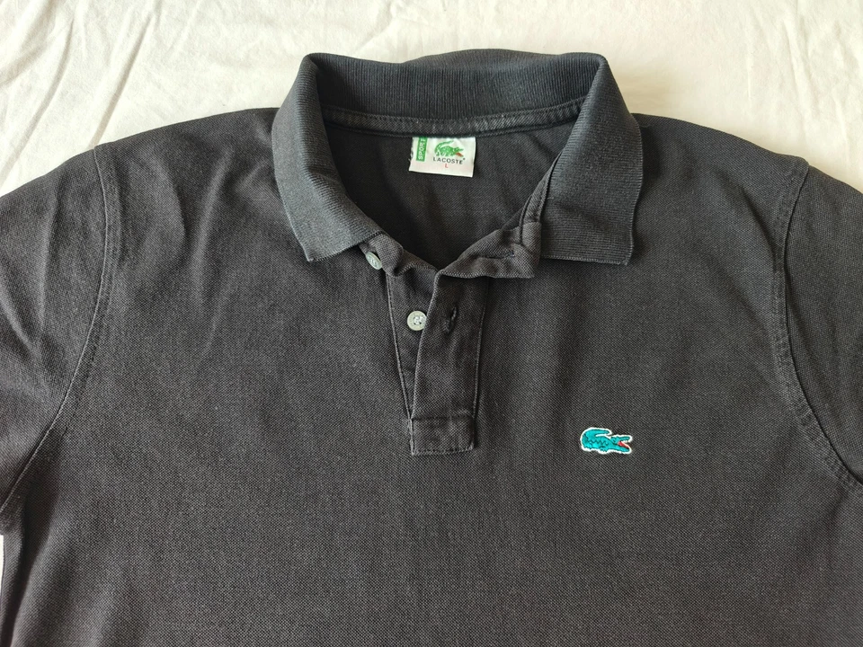 Lacoste Men black polo t-shirt short sleeve, Logo Lacoste crocodile, L size - Imagen 2 de 4