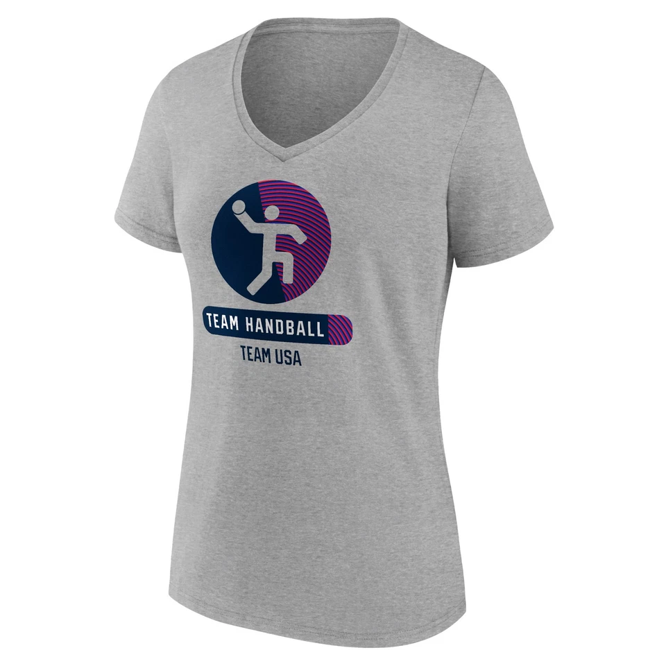Camiseta para mujer gris jaspeado equipo de balonmano victoria radiante cuello en V Foto 2 de 3