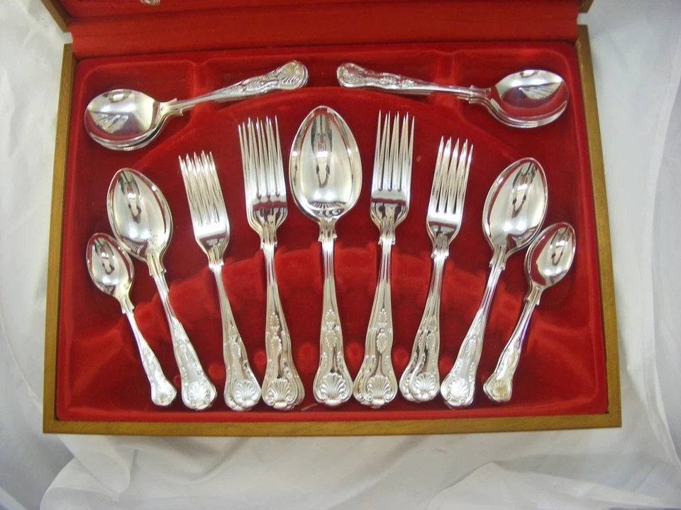 44 Piece Vintage Silver Plate Canteen Cutlery Set 6 Settings Kings Pattern EPNS - image 3 of 4