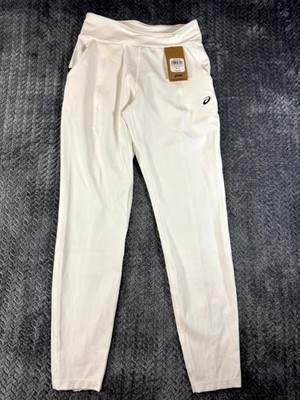 Asics Tennis Pants Womens Small White Stretch High Rise Athletic Running Pull On