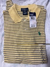 NWT Polo Ralph Lauren Boys Stripe Short Sleeve Polo Shirt M 12/14 Yellow NEW 40