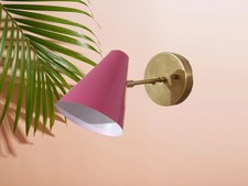 1950's Mid Century Handmade Brass Italian Diabolo Wall Sconce Light Fixture