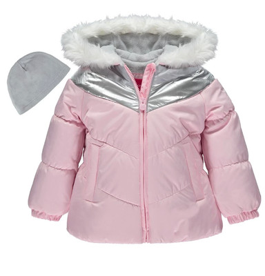 girls metallic puffer coat