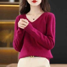 Autumn Winter Women's Clothing Sweater Cashmere Velvet V-Neck Pullover Tops