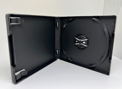 50 16MM NEW BLACK SINGLE POLY CD DVD CASE W/SLEEVE CLIP, MAB-AMR DVD BOX