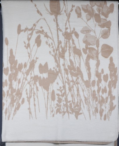DAVID FUSSENEGGER BEIGE FLORAL SILHOUETTE  Cotton Blend Revers Blanket 80”x56 - Picture 3 of 3