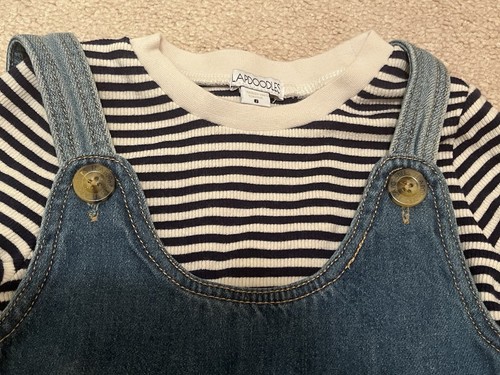 Flapdoodles Set Girls Size 6 Shirt Cute Denim Overall Dress Fall Spring 2PCS NWT - Picture 3 of 16