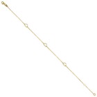 14K Yellow Gold Women's Stationed Open Heart Charm Cable Link Anklet 9" + 1" Ext