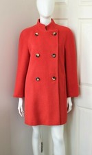 Akris A-k-r-i-s Coral Red Wool Alpaca Coat Double Breasted Us8 Uk12