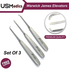 Warwick James Elevators Right, Left, Straight Tooth Extraction Tools Set of 3
