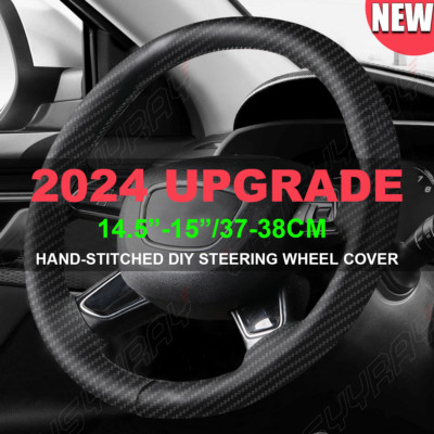 15'' Faux Carbon Fiber Leather Car Steering Wheel Cover For Kia Stinger 2018-20
