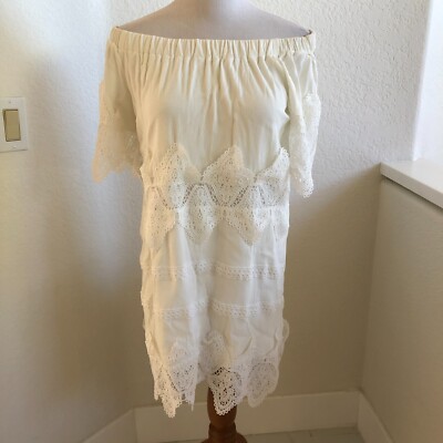 dance and marvel lace dress Dance & Marvel Women White Ivory Off The Shoulder Lace Mini Dress size S
