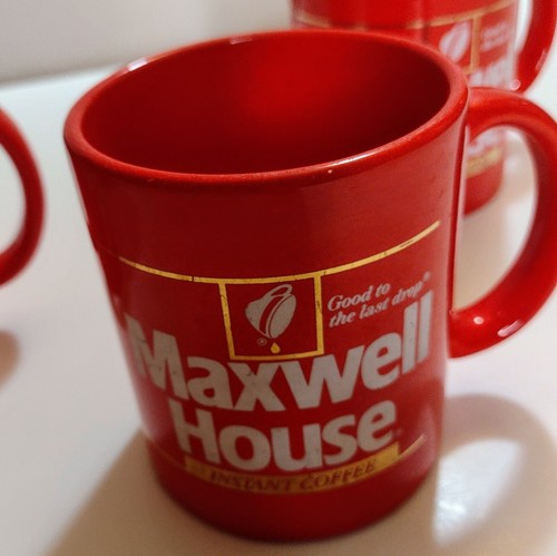 Lot Of 4 Maxwell House Instant Coffee Mugs Red Gold Cups Japan Advertising - Picture 5 of 8