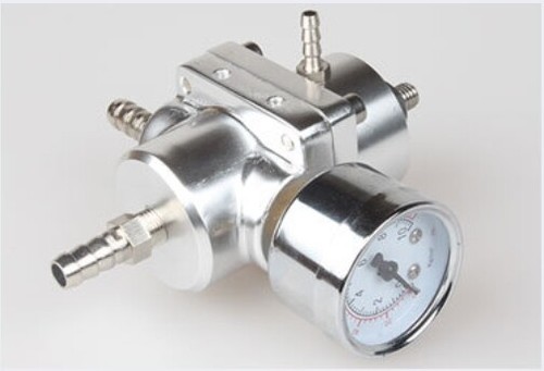 Paquete regulador de presión de combustible con medidor universal aluminio plateado - Imagen 2 de 6