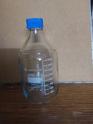 Schott Glasflasche mit Deckel, Duran Glas Laborflasche 2000 ml; 2 Liter