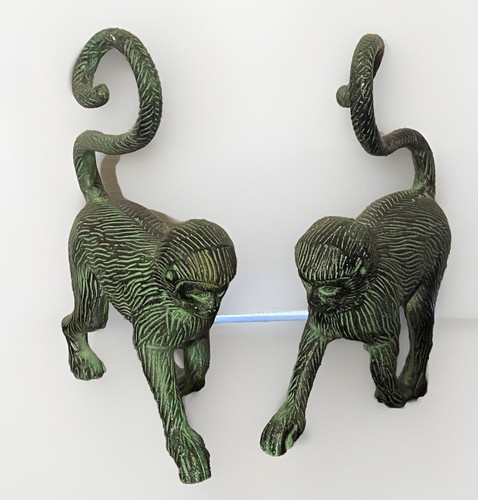2er Set passende grüne Metall wandelnde Affen Figuren Deko