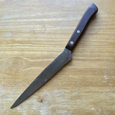 NICE Vtg FLINT Waverly Edge 7.25  Blade Stainless Carving Knife w/ Wood Handle