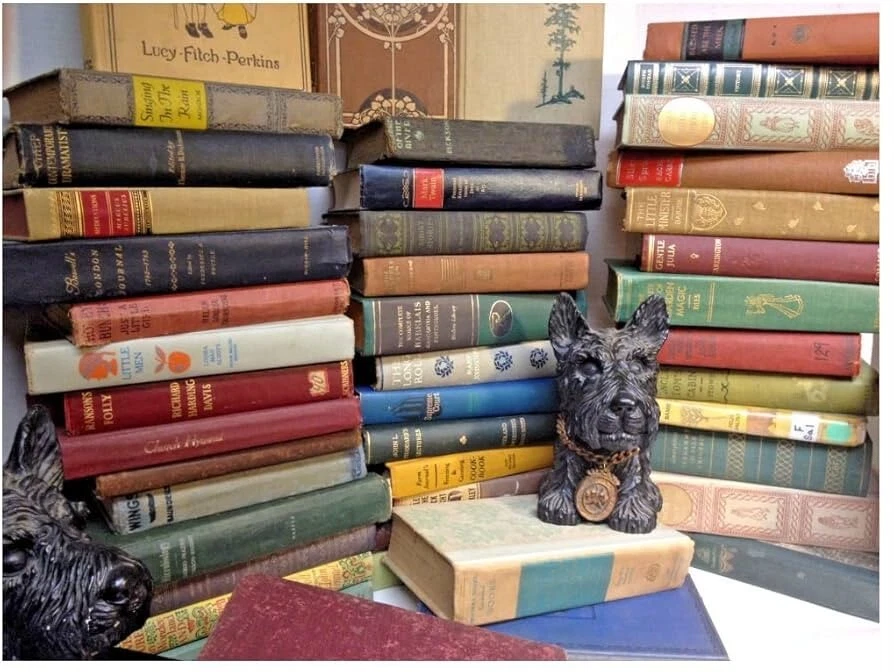 Lot of 9 Vintage Old Antique Hardcover Books - random colors Foto 3 de 4