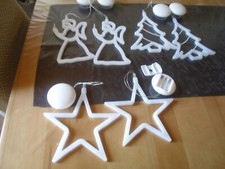 6 WEIHNACHTS LED FENSTERBILDER  2 Engel, 2Sterne, 2Tannen, weiß Kunststoff