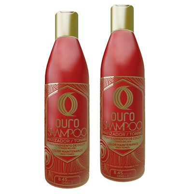 2 BOTTLES - Ouro Color Maintenance Toning Red Shampoo 8.45oz Champu Rojo