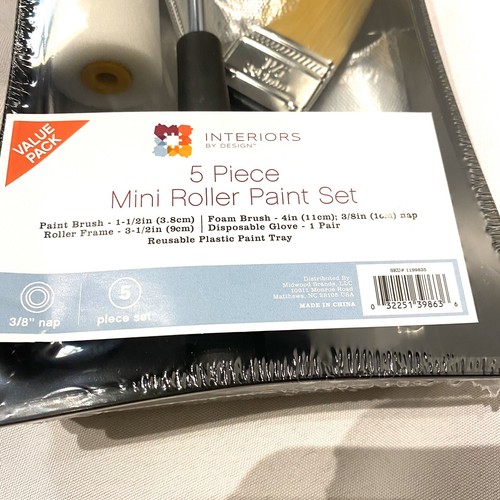 interiors be design 5 piece mini roller paint set brushes roller tray - Picture 2 of 3