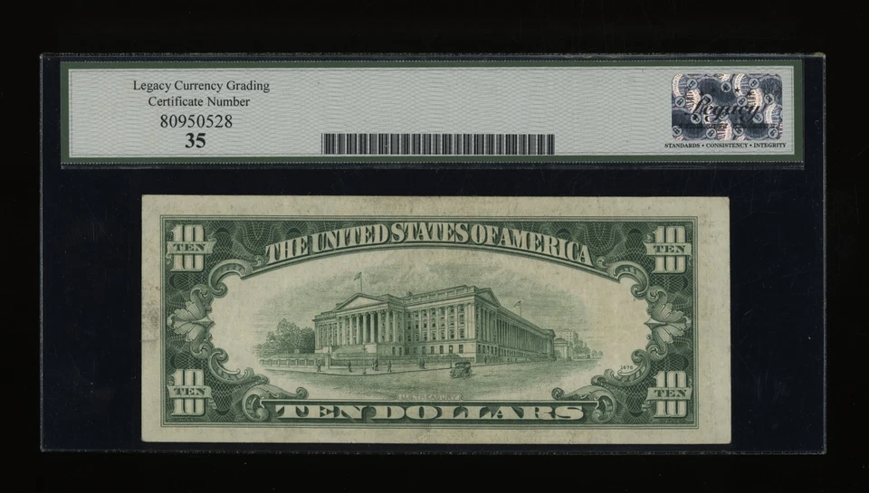 DBR 1950-D $10 FRN STAR New York Fr. 2014-B* Legacy 35 Serial B39452551* - Image 2 of 2