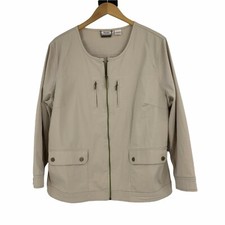 Womans Tan Jay Jacket 9924 Casual Full Zip Safari Size 16 Stretch Pockets