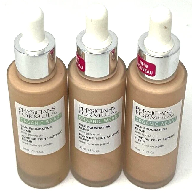 (3) Physicians Formula Organic Wear Silk Foundation Elixir 1 fl oz Ea 03 - Light - Image 2 of 3