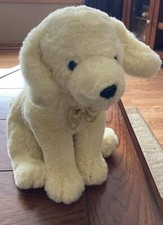 FAO Schwartz Yellow Lab Golden Lab Retriever Puppy Dog Plush 14" Glitter Bow Tie