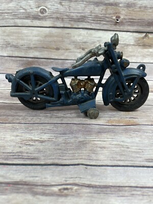 Vintage Harley Davidson motorcycle cast iron metal pull toy 1920s