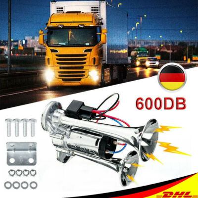 600DB Fanfare Hupe Druckluft Nebelhorn Lufthorn Dual Hupe Auto LKW Zug Boot 12V