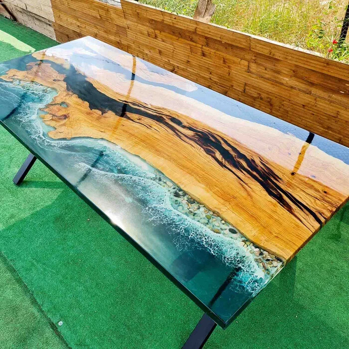 Custom Made Live Edge Epoxy Table – Customizable Size & Color Table Top