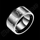Gift for Men Roman Numeral Design Black Titanium Steel Band Ring Size 7,8,9