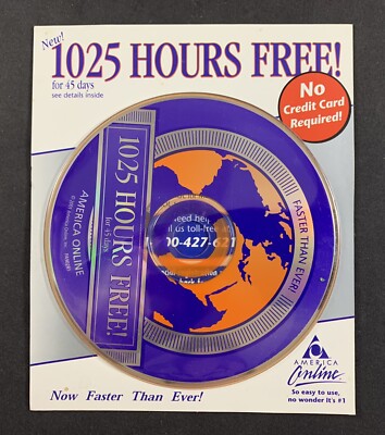 Vintage AOL 1025 Hours for 45 Days Free Trial CD