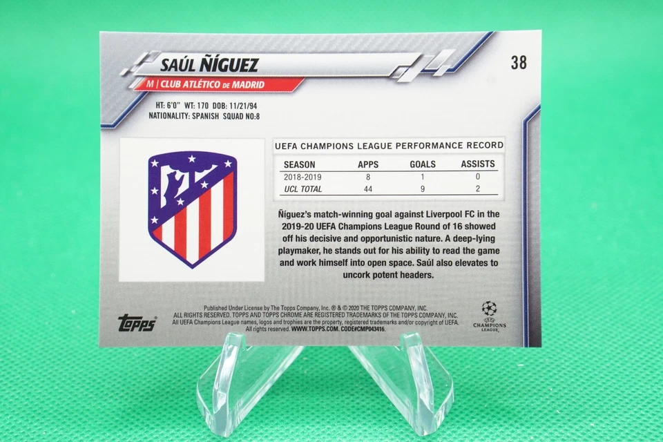 (2 Cards) 2019-20 Topps Chrome Sapphire UEFA Base #38 Saúl Ñíguez CDW - Image 4 of 4