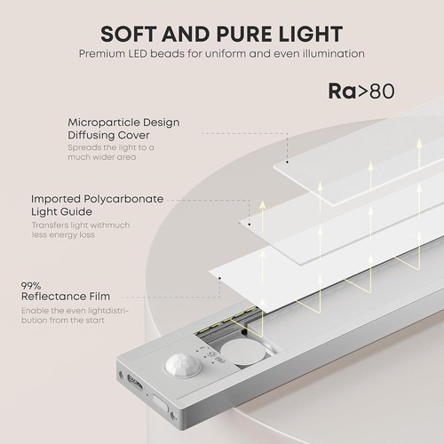 cabinet lighting led lamp with motion sensor - 21 cm 1500 mah under-unit ligh... - Bild 7 von 9