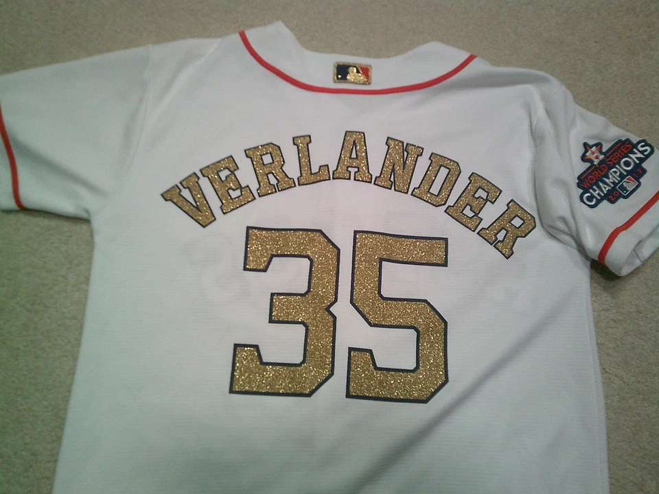 Houston Astros Verlander Jersey Youth Medium White 2017 World Series - Image 4 of 4