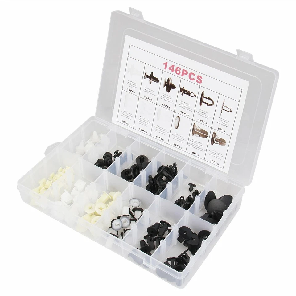 Sujetador de retención de carrocería con clip de parachoques para capó de puerta de guardabarros de 146 piezas para Toyota Nissan Foto 2 de 4