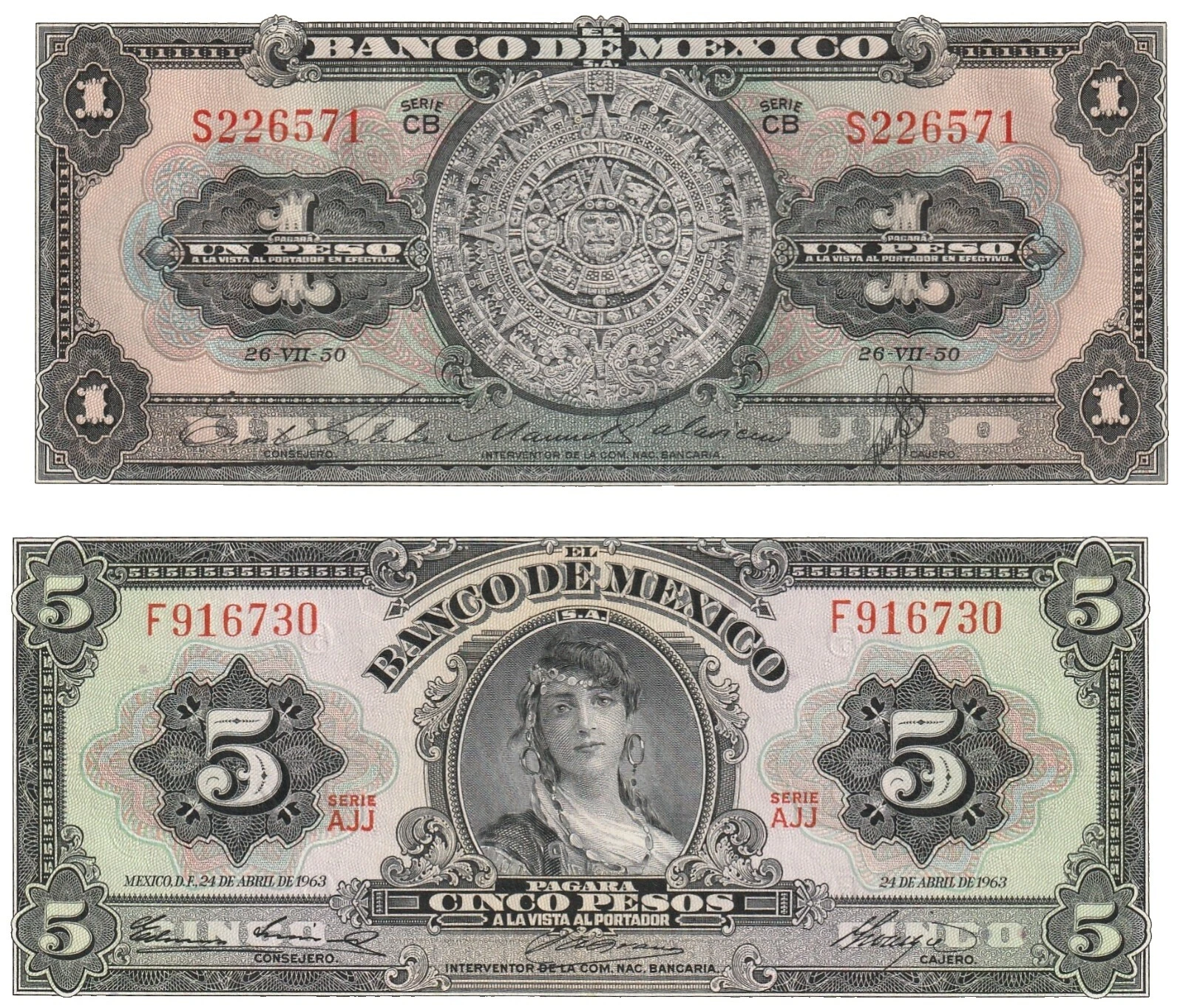 1957 Cédulas da América do Norte e Central