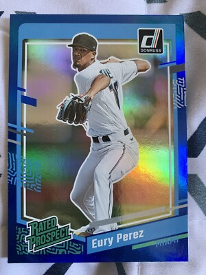 Eury Perez Blue Foil Rated Prospect 2023 Panini Donruss Miami Marlins