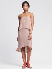 NEW Banana Republic Blush Pink Tiered Silky Midi Dress Strappy Womens 12 P $130