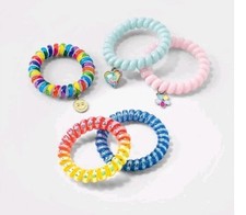 Cat  Jack Girls' 5pk Coil Cord Bracelet Set w/ Charms Multicolor
